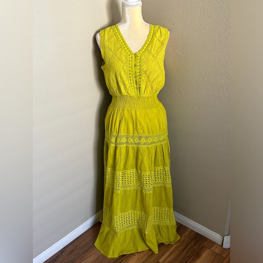 NAOO Nation Ak Outfits Elegant Yellow Lace Maxi Dress